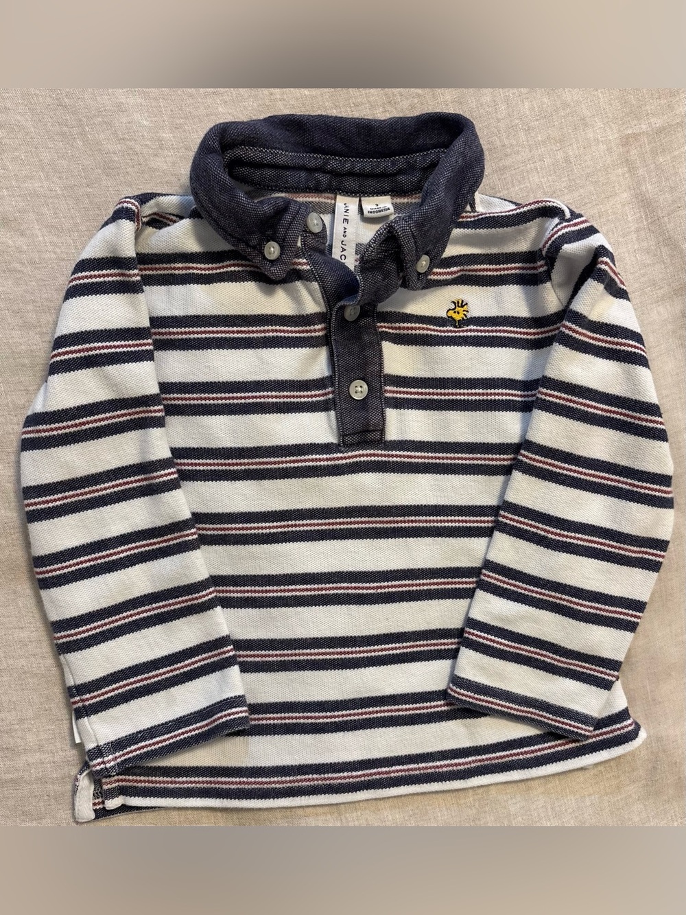 Janie and Jack x Peanuts Woodstock Striped Rugby Shirt Size 3
